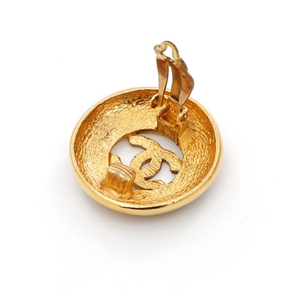 Vintage Chanel Coco Mark Circle Earrings Gold Plated - Picture 6 of 6